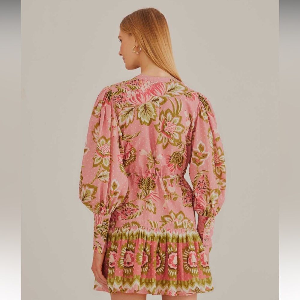 NWT Farm Rio floral cotton pink dress L - Picture 2 of 8
